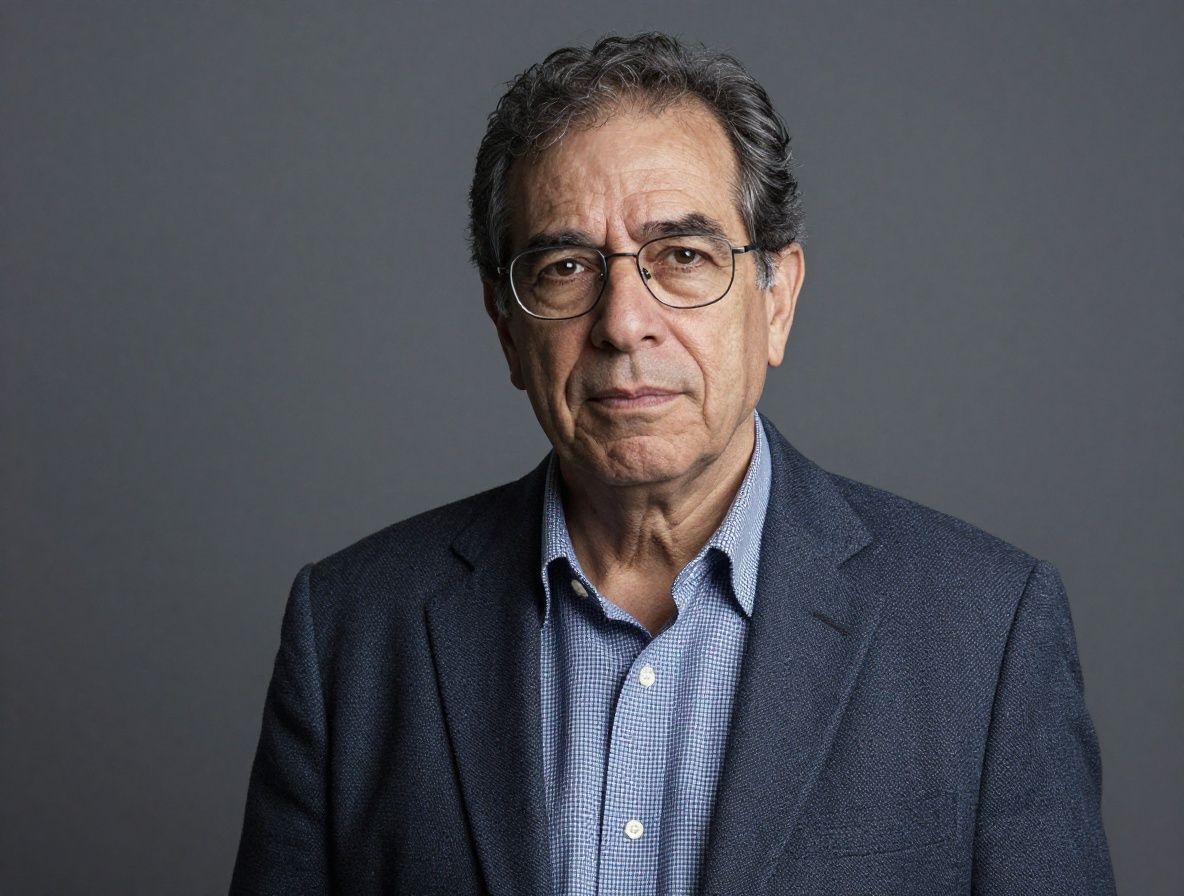 Retrato de Roberto C., hombre de unos 50 años con anteojos y expresión reflexiva, aspecto académico